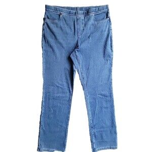 Lands' End Womens Starfish Knit Denim Straight Jean Pants XL (18) Stretch Casual